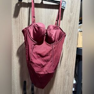 Auden Burgundy Women's Bra Bodysuit